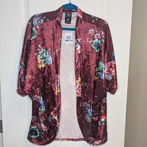 Project 28 Floral Crushed Velvet Women's Kimono Size M